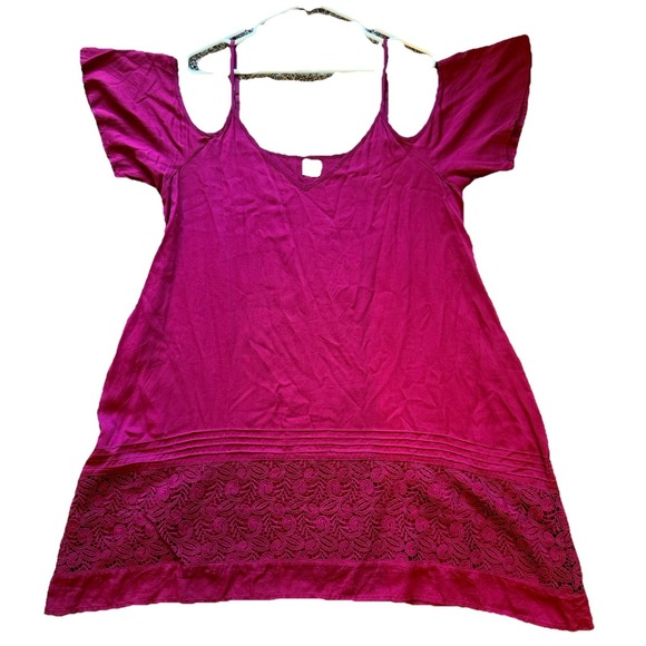 O'Neill Dresses & Skirts - O'Neill Women Burgundy Red Cold Shoulder Casual Dress with lacy detail,  L